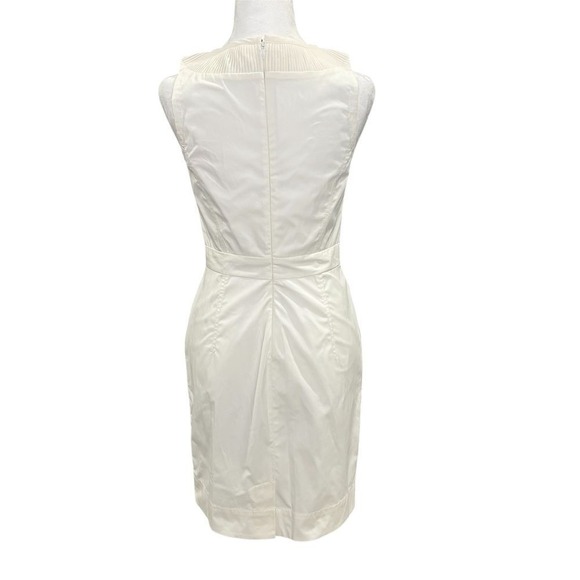 Banana Republic NWOT White Sleeveless Dress‎ 4 Pleated Neck Cotton Pockets - Picture 3 of 10